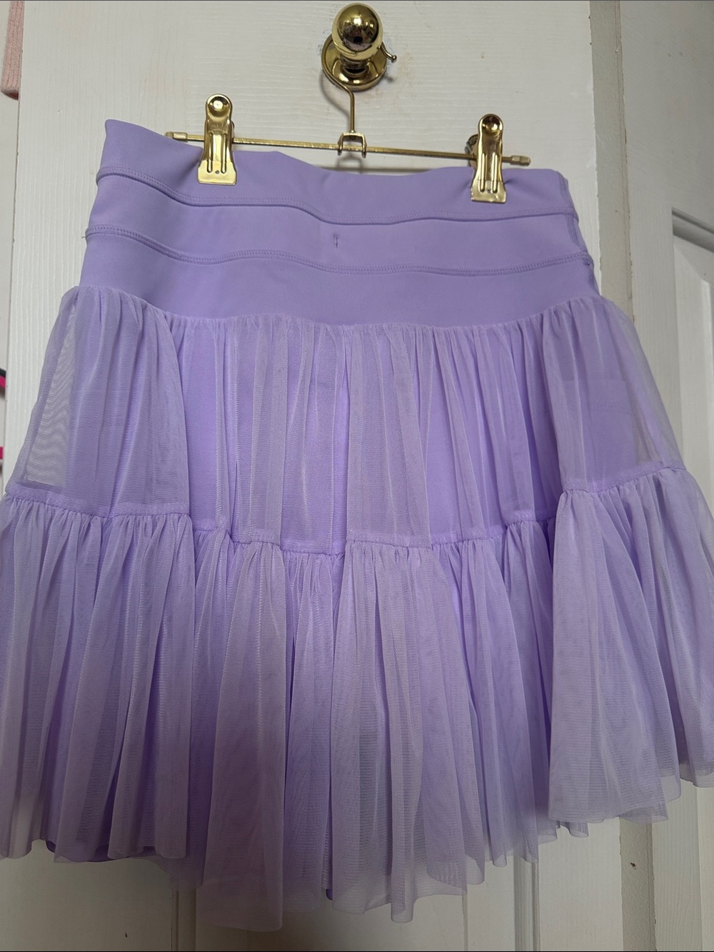 Lavender Tiered Tulle Skirt with Drawstring Waist - Picture 3 of 5